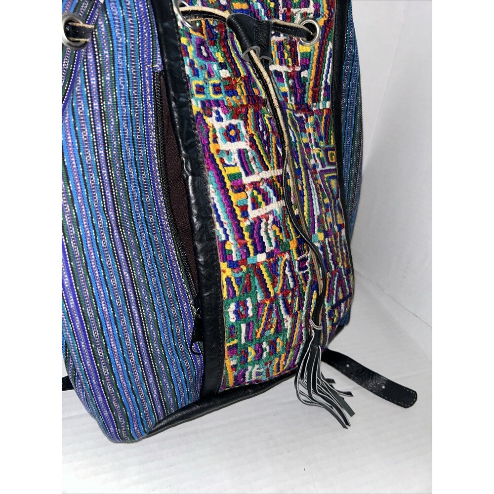 embroidered leather backpack drawstring - image 12